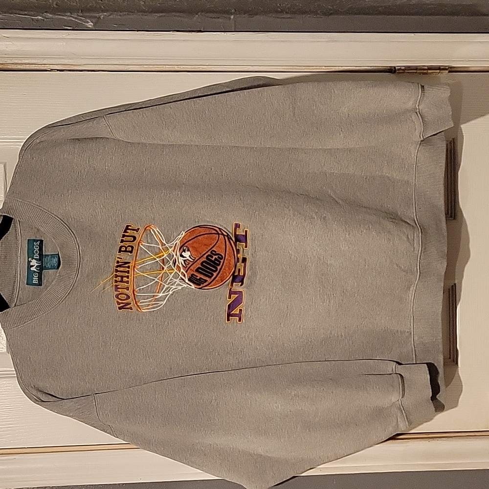 Big Dogs Nothin But Net Embroidered Gray Crewneck Sz L